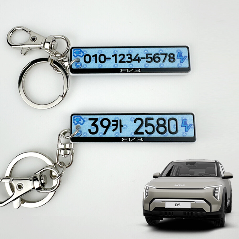 닥쏘오토 자동차 번호판 키링 EV3 전용 열쇠고리