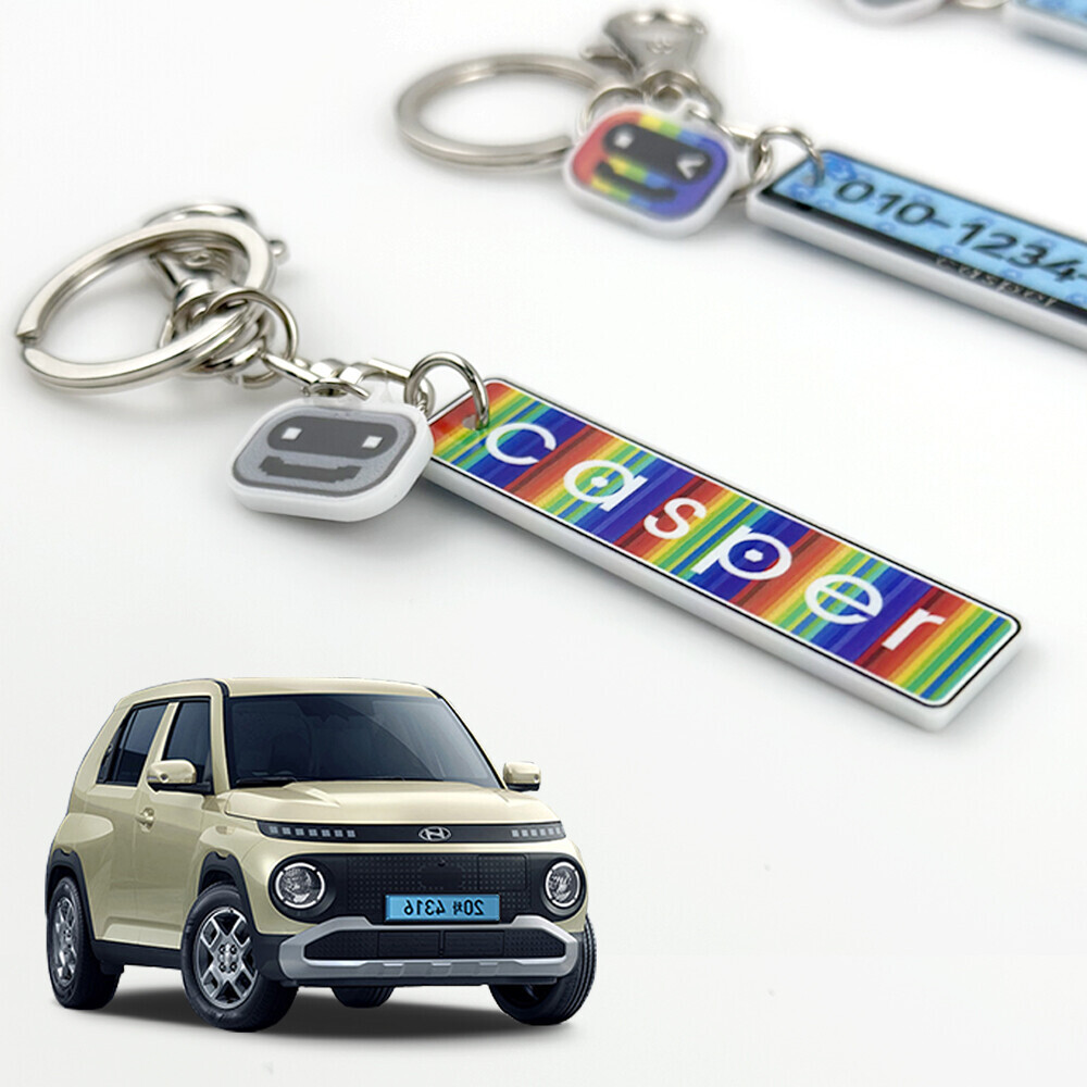 자동차 번호판 키링 캐스퍼 일렉트릭 전용 열쇠고리 가드형 (마스코트키링 포함)