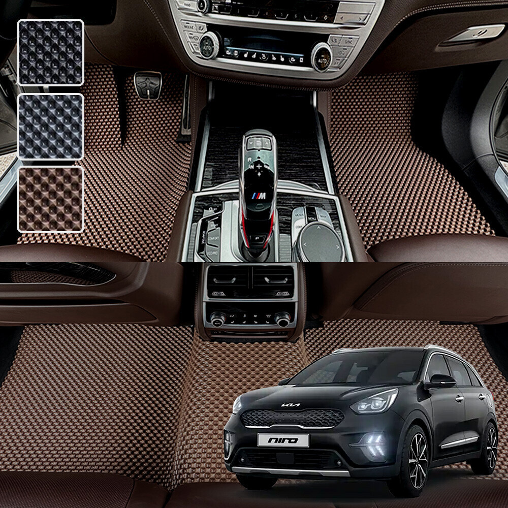 니로 가솔린 하이브리드 전용 3D 엠보싱 차세대 고무매트 1열2열 세트 (2016~2022.1)