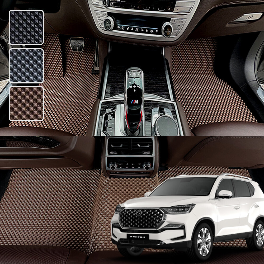 렉스턴 전용 3D 엠보싱 차세대 고무매트 1열2열 세트