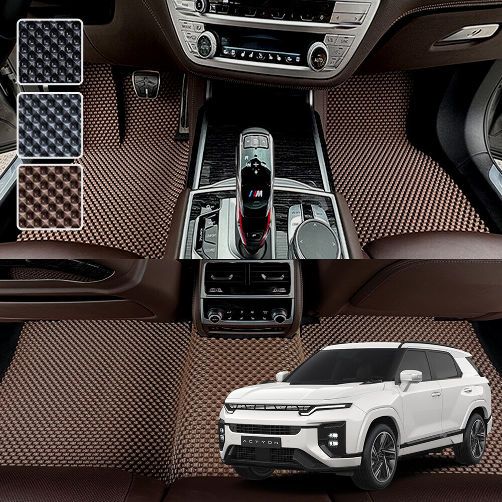 신형 액티언 전용 3D 엠보싱 차세대 고무매트 1열2열 세트 (하이브리드 호환)