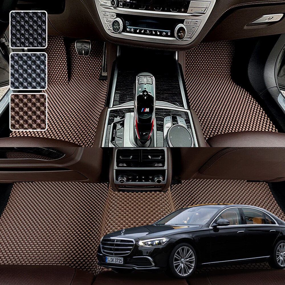 벤츠 S클래스 W223 롱바디 숏바디 전용 3D 엠보싱 차세대 고무매트 1열2열 세트 (2021년~)