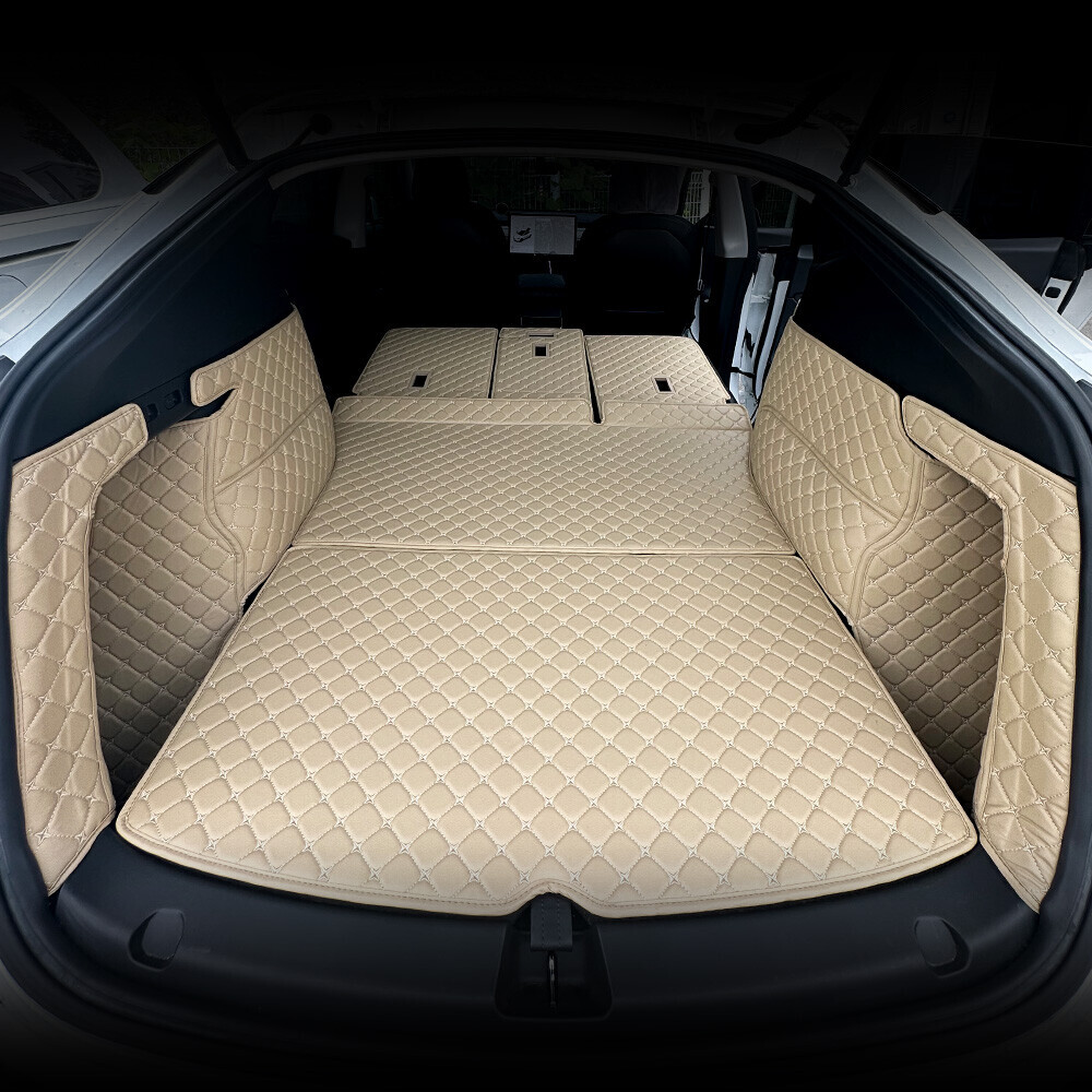 컨셉토 3D 가죽 퀼팅 테슬라 모델Y 주니퍼 전용 풀커버 사이드 트렁크 매트 세트 (백도어 미포함)